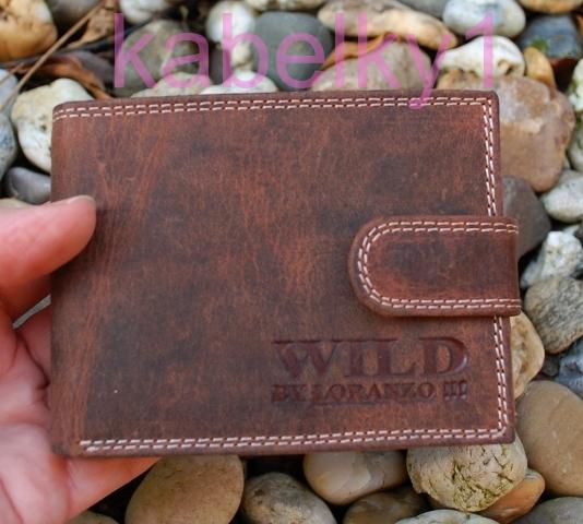 Pánska kožená peňaženka pracka hnedá koňaková brúsená WILD 