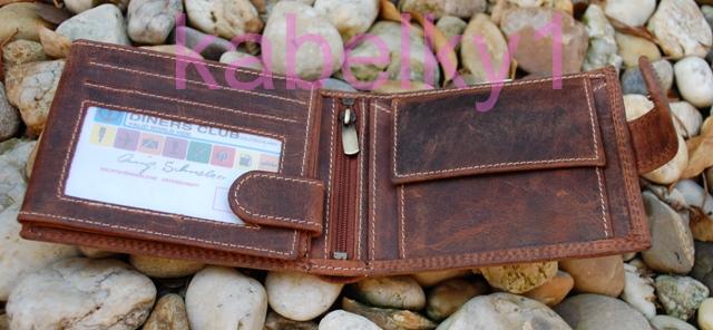 Pánska kožená peňaženka pracka hnedá koňaková brúsená WILD 