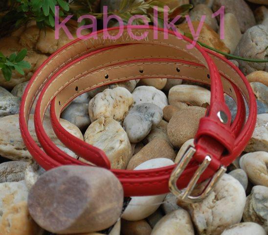Opasok červený tenký strieborna pracka ekokoža