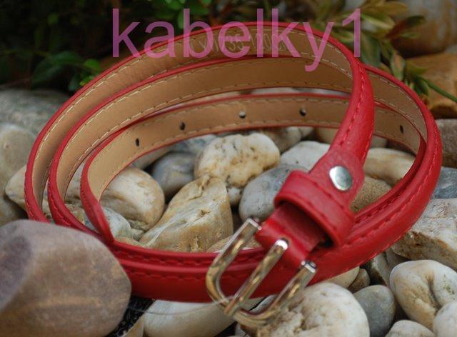 Opasok červený tenký strieborna pracka ekokoža