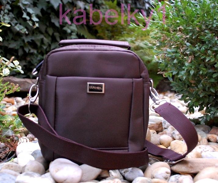  Pánska taška hnedá štepovaná strieborné matné kovanie 