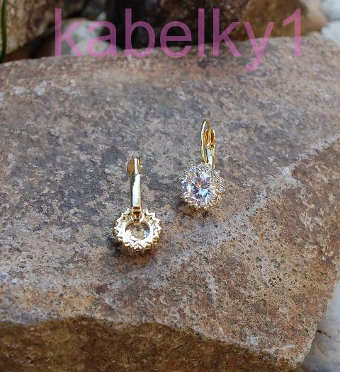 Náušnice zlaté okrúhle strieborné brúsené sklo