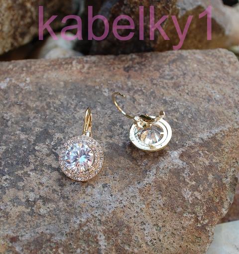 Náušnice zlaté strieborné brúsené sklo