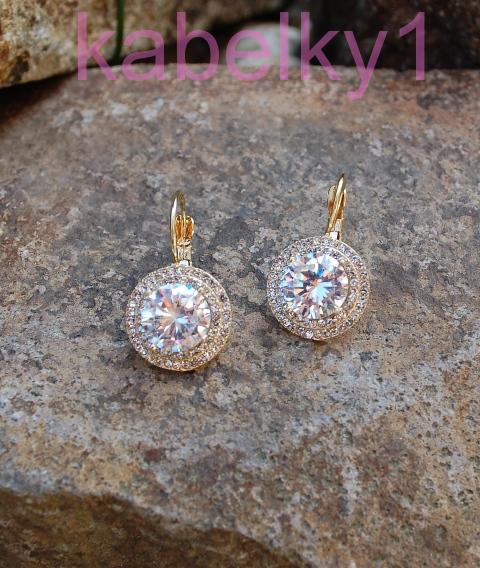 Náušnice zlaté strieborné brúsené sklo