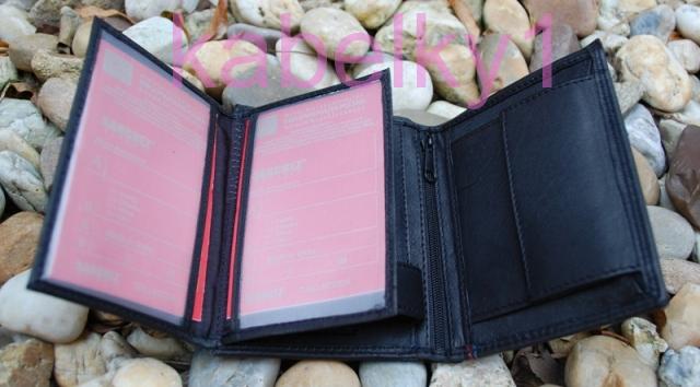 Čierna pánska peňaženka červené modré prešívanie luxusná koža vysoká