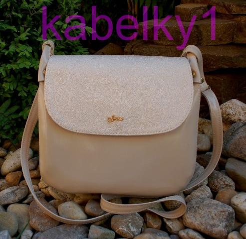 Kabelka krémová zlatá dlhé ramienko GROSSO