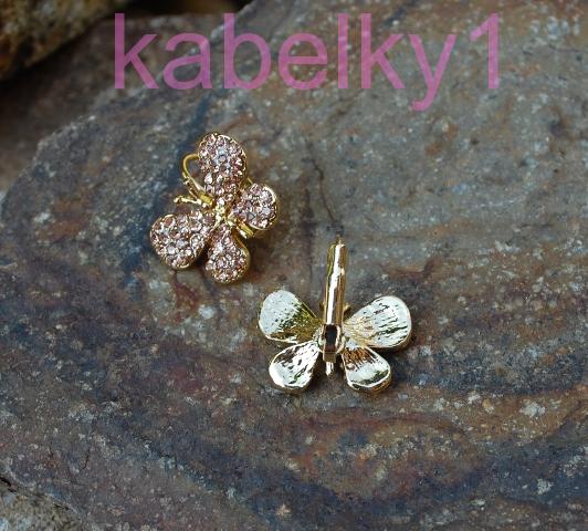Náušnice zlaté rose gold brúsené sklo motýľ 
