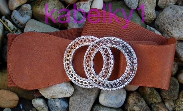 Opasok hnedý koňakový pružný strieborná pracka  