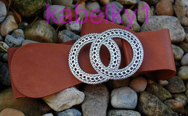 Opasok hnedý koňakový pružný strieborná pracka  