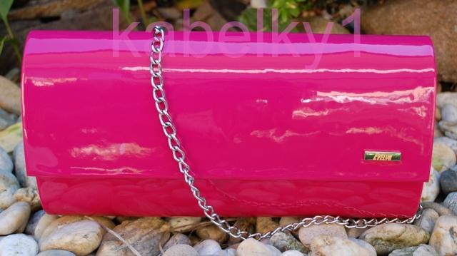 Kabelka ružová fuchsia listová lakovaná ružové ramienko