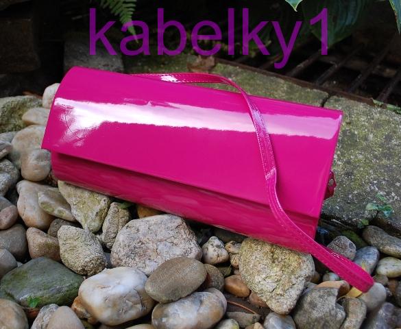 Kabelka ružová fuchsia listová lakovaná ružové ramienko