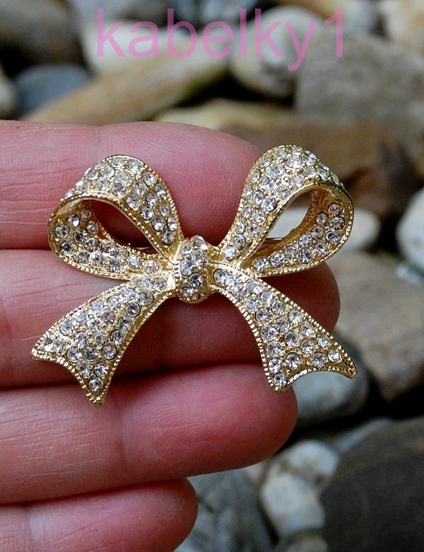 Brošňa mašlička zlatá farba