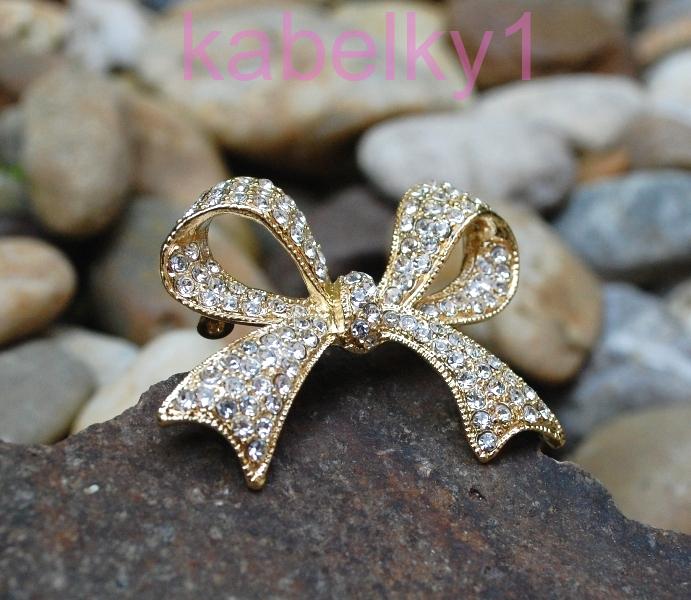 Brošňa mašlička zlatá farba