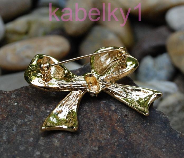 Brošňa mašlička zlatá farba