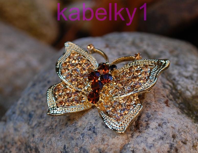 Brošňa MONA motýlik rose gold brúsené sklo 