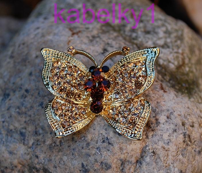 Brošňa MONA motýlik rose gold brúsené sklo 