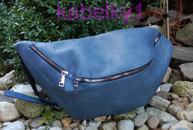 Kabelka modrá ľadvinka čierny zips veľká