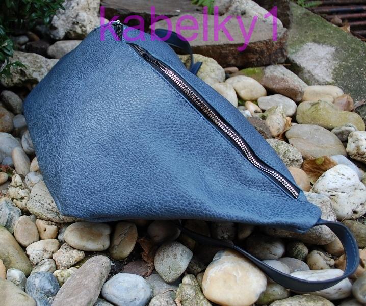 Kabelka modrá ľadvinka čierny zips veľká