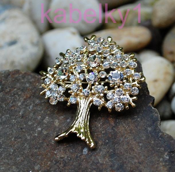 Brošňa MONA strom života zlatá farba