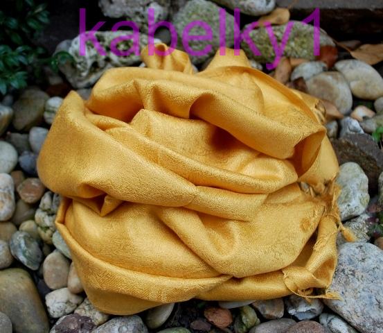 Šál žltý horčicový kašmírový strapčeky 