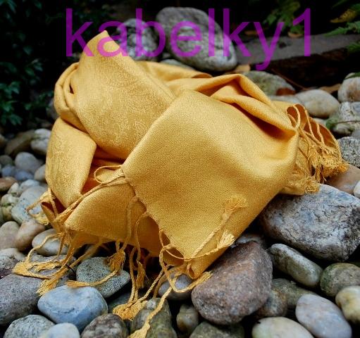 Šál žltý horčicový kašmírový strapčeky 