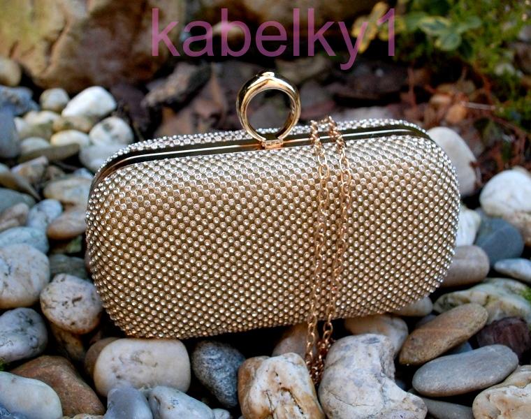 Kabelka zlatá štrasová plesová ozdobné zapínanie