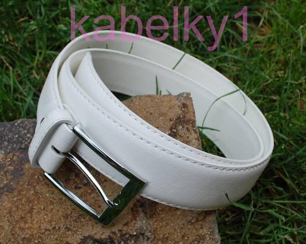 Opasok biely strieborná hranatá pracka ekokoža