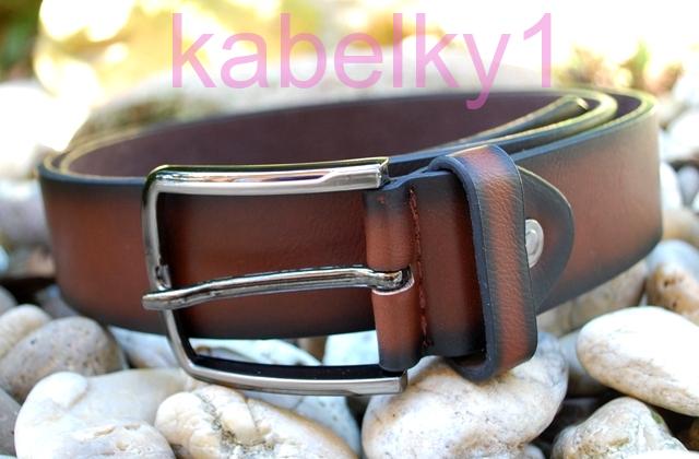 Opasok hnedý z kože oceľové kovanie 