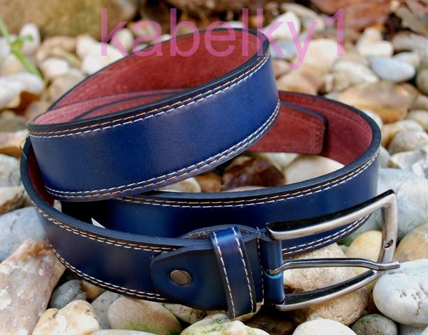 Opasok modrý tmavý široký oceľové kovanie 