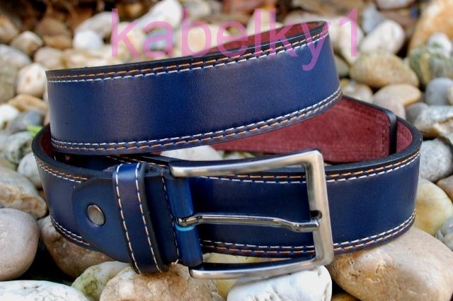 Opasok modrý tmavý široký oceľové kovanie 