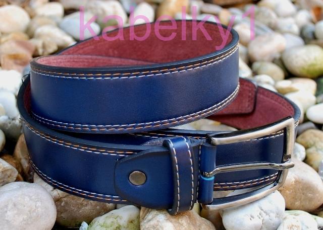 Opasok modrý tmavý široký oceľové kovanie 