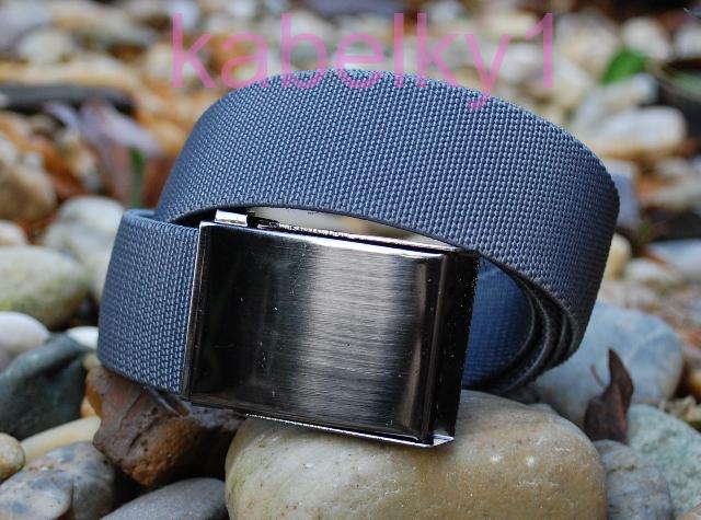 Opasok unisex šedý látkový pružný šedé kovanie