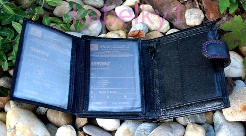 Čierna pánska peňaženka červené modré prešívanie luxusná koža pracka vysoká