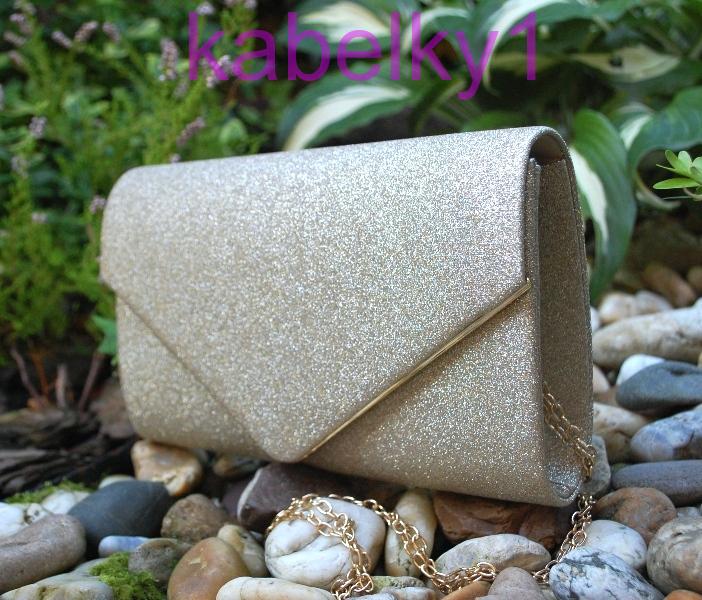 Kabelka zlatá trblietavá listová dlhé ramienko