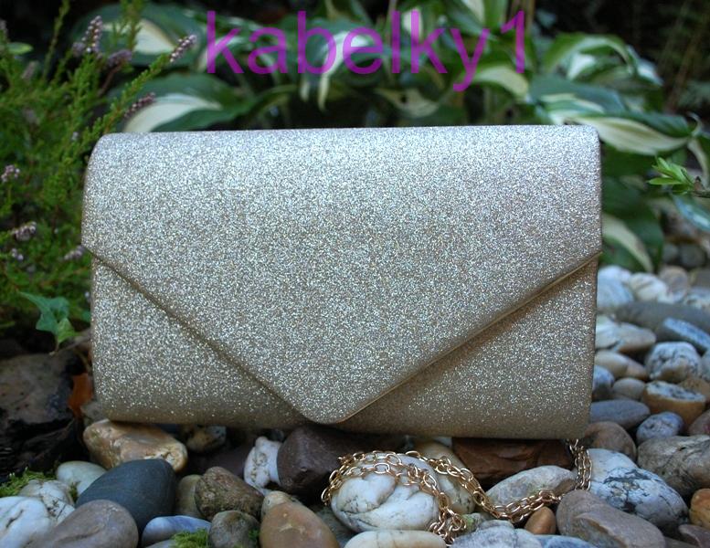 Kabelka zlatá trblietavá listová dlhé ramienko