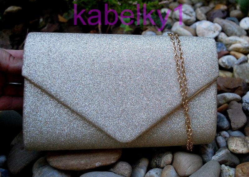 Kabelka zlatá trblietavá listová dlhé ramienko