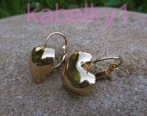 Náušnice srdiečko zlatá farba zrkadlové