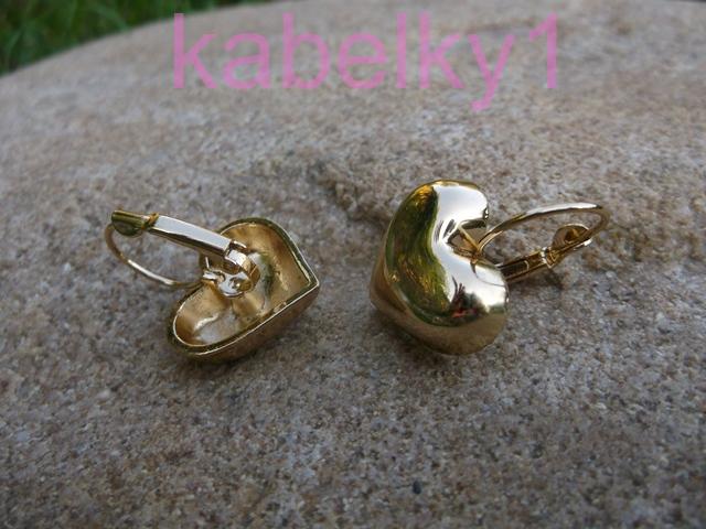 Náušnice srdiečko zlatá farba zrkadlové