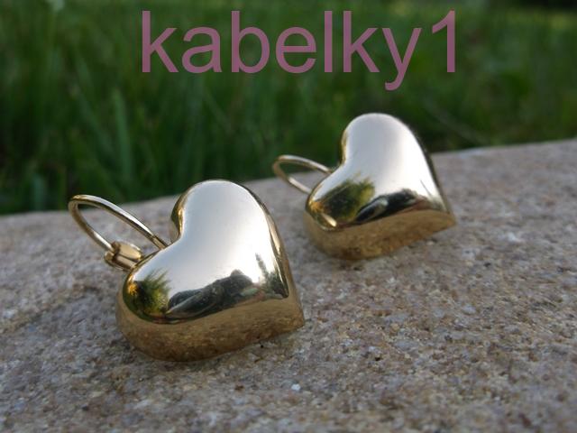 Náušnice srdiečko zlatá farba zrkadlové