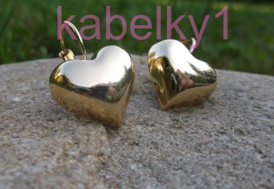 Náušnice srdiečko zlatá farba zrkadlové