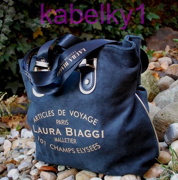Kabelka čierna matná semišová zlaté kovanie LAURA BIAGGI