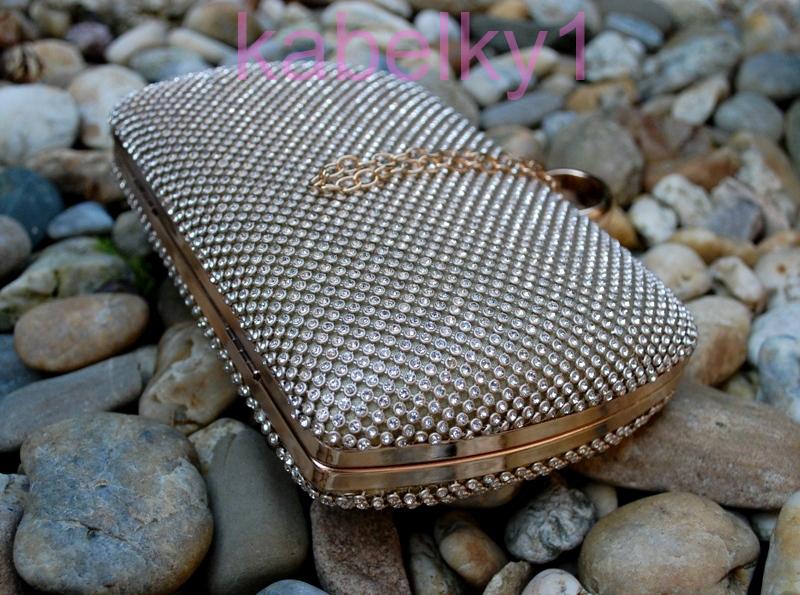 Kabelka zlatá štrasová plesová ozdobné zapínanie