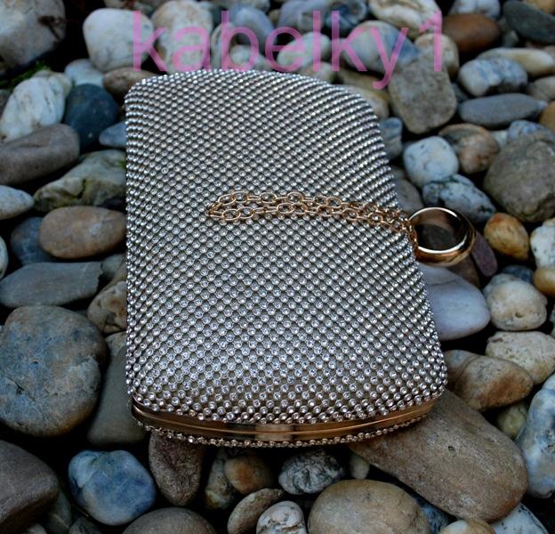 Kabelka zlatá štrasová plesová ozdobné zapínanie