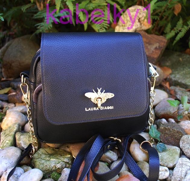 Kabelka čierna štepovaná zlaté zipsy dlhé ramienko 