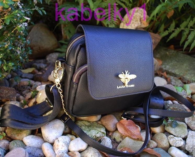 Kabelka čierna štepovaná zlaté zipsy dlhé ramienko 