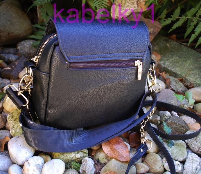 Kabelka čierna štepovaná zlaté zipsy dlhé ramienko 