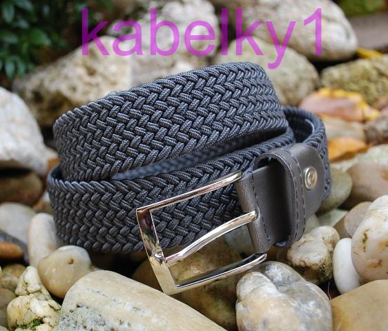 Opasok šedý pletený pružný strieborné kovanie