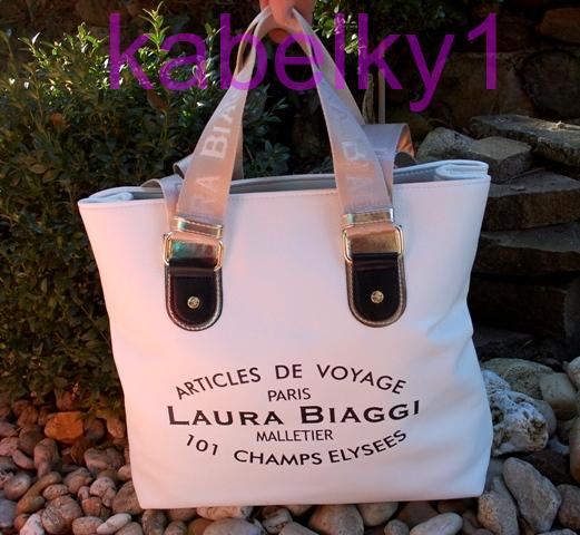 Kabelka biela matná zlaté kovanie LAURA BIAGGI