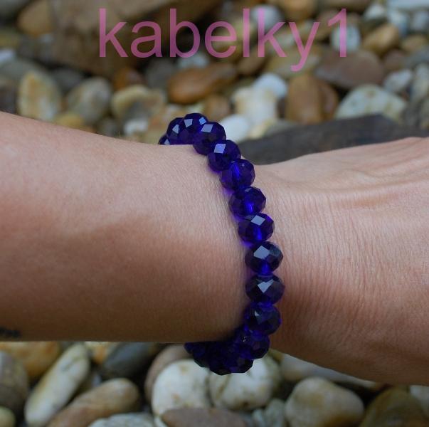 Náramok modrý brúsené sklo s leskom