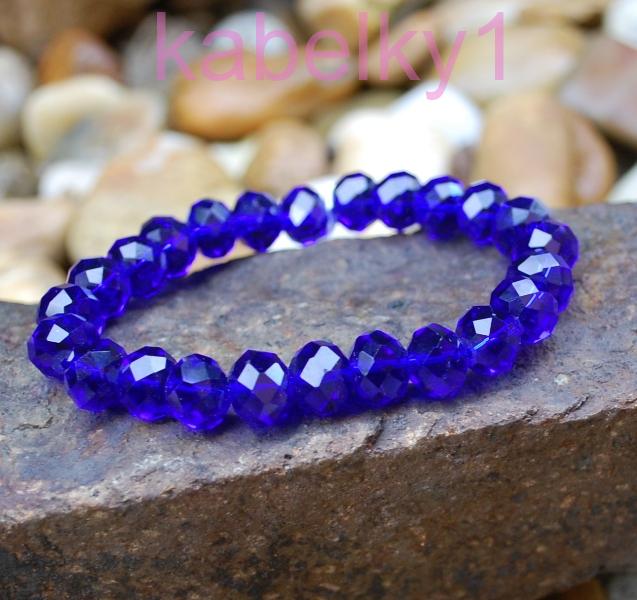 Náramok modrý brúsené sklo s leskom